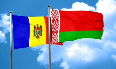 Beyaz Rusya bayrağı, 3d render ile Moldova bayrağı
