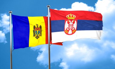 Sırbistan bayrağı, 3d render ile Moldova bayrağı