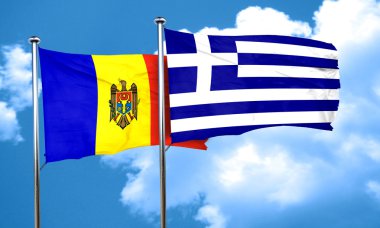 Yunanistan bayrağı, 3d render ile Moldova bayrağı