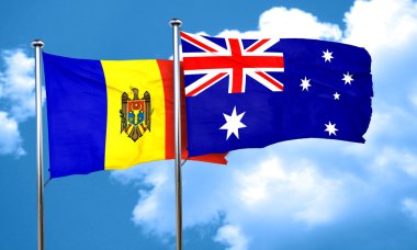 Avustralya bayrağı, 3d render ile Moldova bayrağı