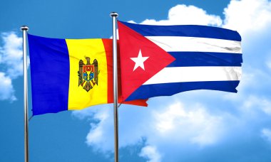 Küba bayrağı, 3d render ile Moldova bayrağı