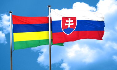 Mauritius bayrağı ile Slovakya bayrağı, 3d render