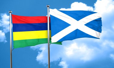 Mauritius bayrak İskoçya bayrağı, 3d render ile