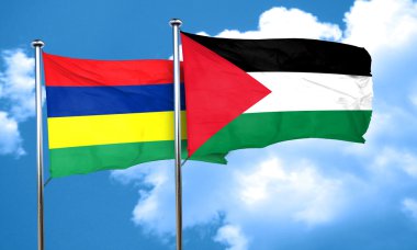 Mauritius bayrak Palestine bayrak, 3d render ile