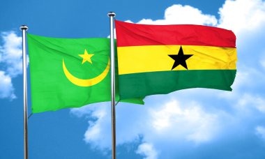 Gana bayrak, 3d render ile Moritanya bayrak