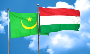 Macaristan bayrağı, 3d render ile Moritanya bayrak