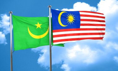 Malezya ile Moritanya bayrak bayrak, 3d render