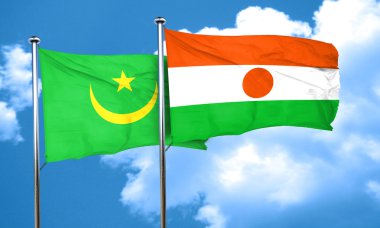 Nijer bayrak, 3d render ile Moritanya bayrak