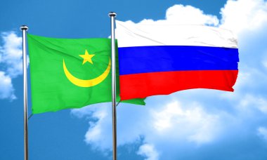 Rusya ile Moritanya bayrak bayrak, 3d render