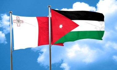 Jordan bayrak, 3d render ile Malta bayrağı