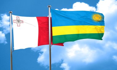 Ruanda bayrak, 3d render ile Malta bayrağı