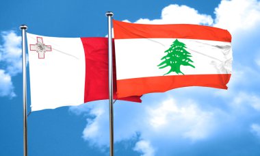 Lübnan bayrağı, 3d render ile Malta bayrağı