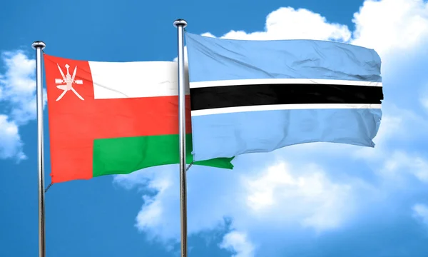 Omán vlajka vlajka Botswany, 3d vykreslování — Stock fotografie