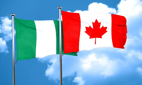 尼日利亚国旗与加拿大国旗，3d 渲染 — 图库照片