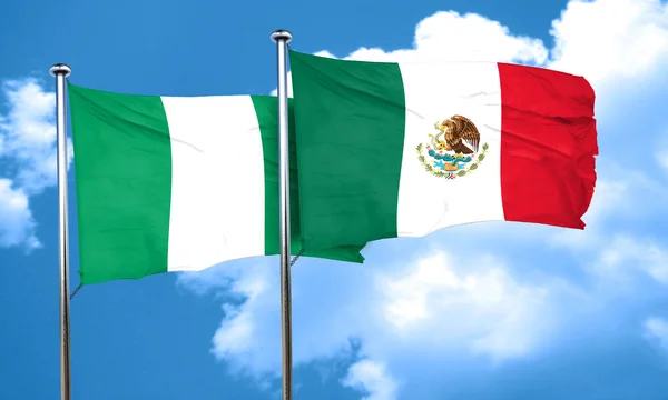 Nigeria flag with Mexico flag, 3D rendering — Stock Photo, Image