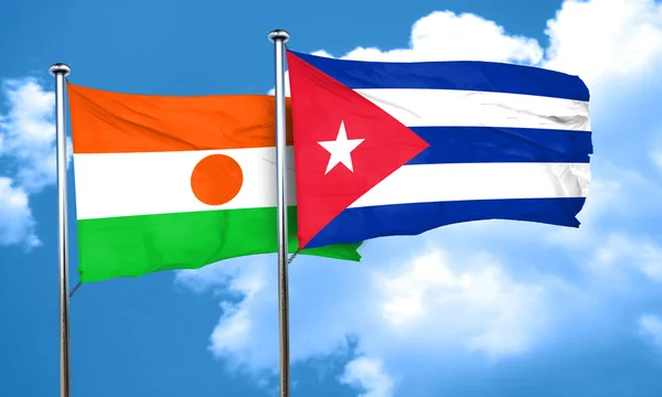 niger flag with cuba flag, 3D rendering