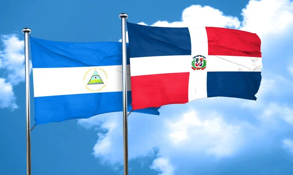 ドミニカ共和国の国旗、3 d レンダリングとニカラグアの国旗 — ストック写真