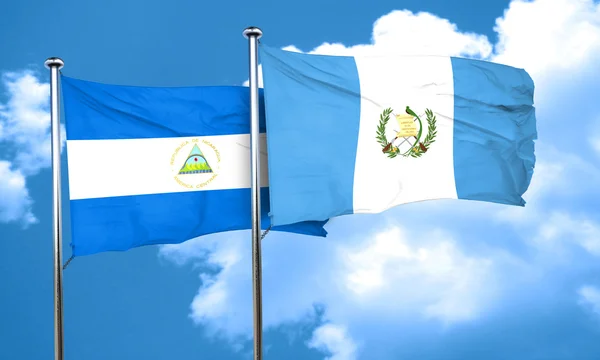 Bandiera nicaragua con bandiera Guatemala, rendering 3D — Foto Stock