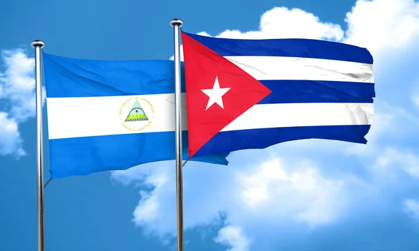 Nicaragua flag with cuba flag, 3D rendering — Stock Photo, Image