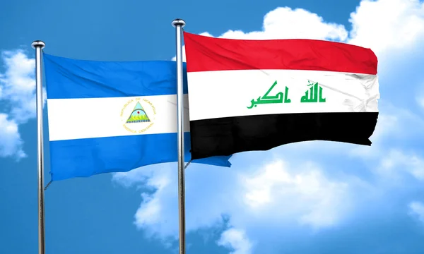 Nicaragua zászló Irak zászló, 3d-leképezés — Stock Fotó