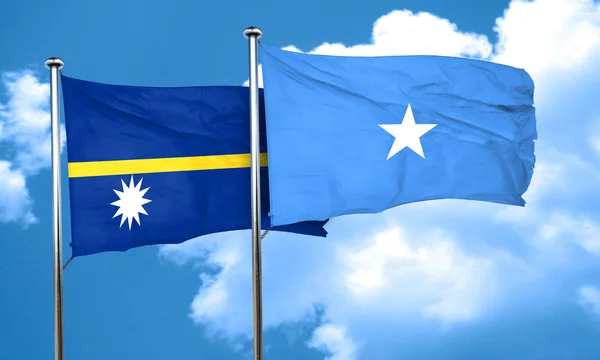 Bandera de Nauru con bandera de Somalia, representación 3D — Foto de Stock