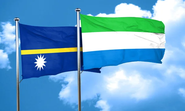 Bandera Nauru con bandera de Sierra Leona, representación 3D — Foto de Stock
