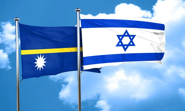 İsrail bayrağı, 3d render ile Nauru bayrak — Stok fotoğraf