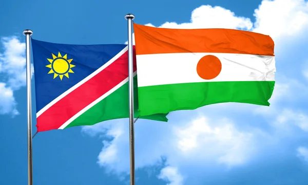 Vlajka Namibie vlajka Nigeru, 3d vykreslování — Stock fotografie