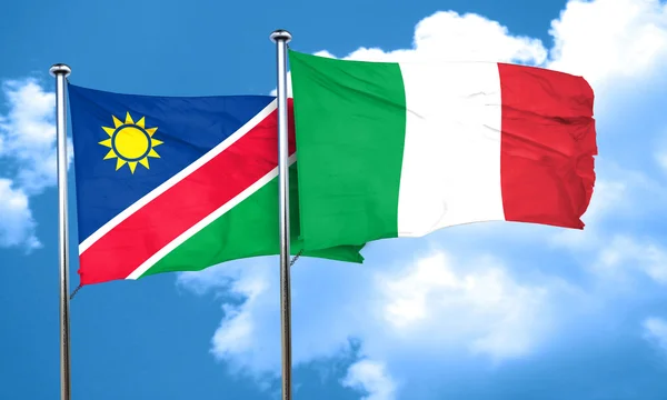 Vlag van Namibië met Italië vlag, 3D-rendering — Stockfoto