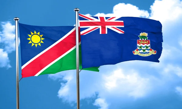 Namibië vlag met de vlag van de Kaaimaneilanden, 3D-rendering — Stockfoto