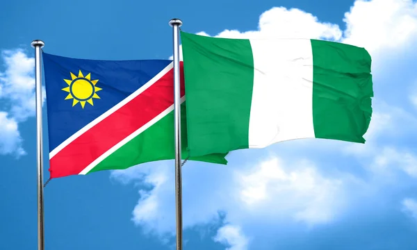 Drapeau Namibie avec drapeau Nigéria, rendu 3D — Photo