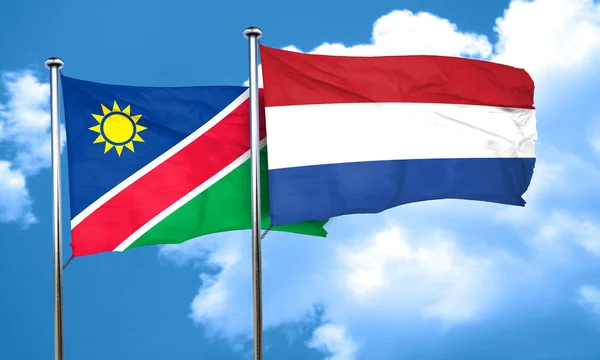 Hollanda bayrağı, 3d render ile Namibya bayrak — Stok fotoğraf