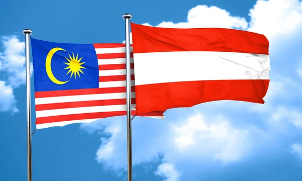 オーストリアの国旗、3 d レンダリングとマレーシアの国旗 — ストック写真