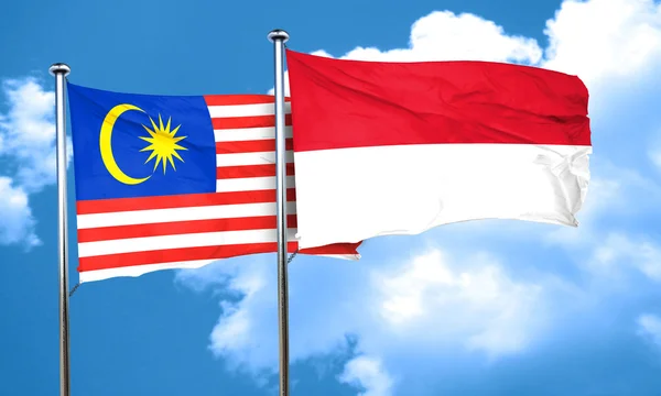 인도네시아와 말레이시아 플래그 플래그, 3 차원 렌더링 — 스톡 사진