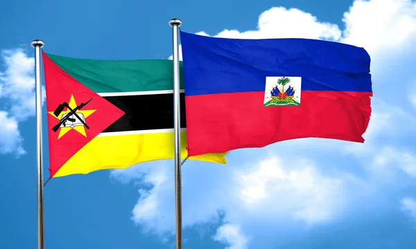 Μοζαμβίκη σημαία με τη σημαία της Αϊτής, 3d rendering — Φωτογραφία Αρχείου
