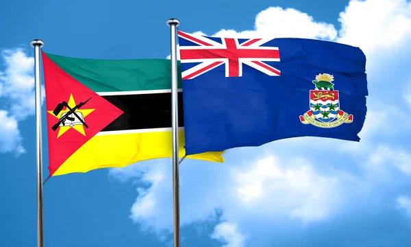 Μοζαμβίκη σημαία με τη σημαία Νησιά Καϊμάν, 3d rendering — Φωτογραφία Αρχείου