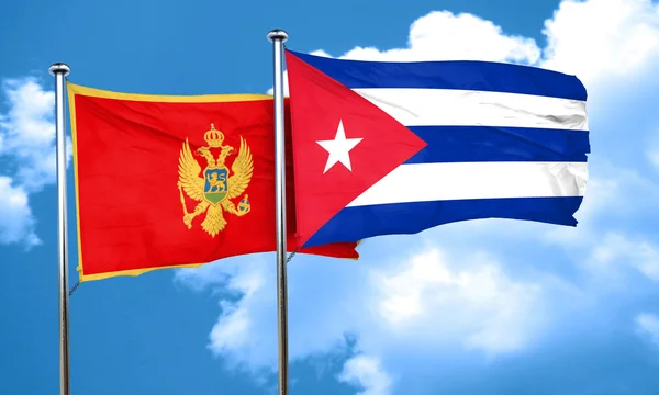 古巴国旗，3d 渲染的黑山旗帜 — 图库照片