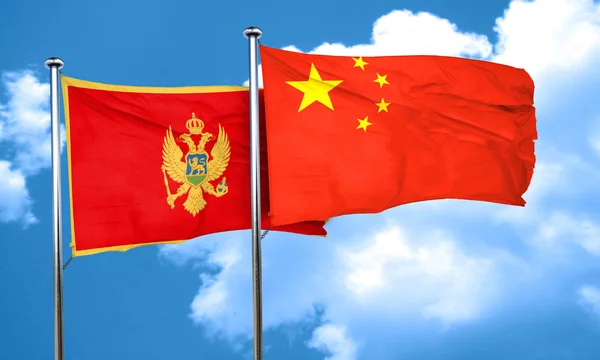 Флаг Черногории с флагом Китая, 3D рендеринг — стоковое фото
