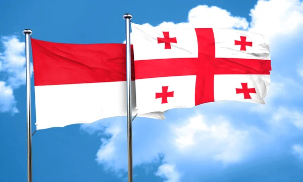 Bandera de Mónaco con bandera de Georgia, representación 3D —  Fotos de Stock