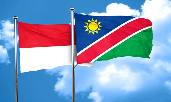 Monako vlajka vlajka Namibie, 3d vykreslování — Stock fotografie