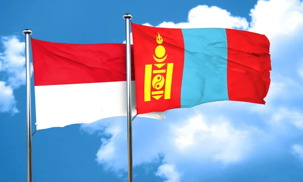 Монако флаг с флагом Монголии, 3D рендеринг — стоковое фото