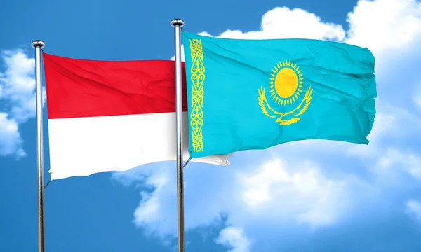 Monaco flag with Kazakhstan flag, 3D rendering — Stock Photo, Image