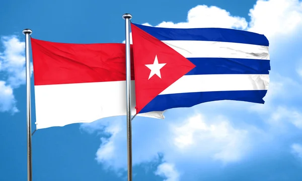 Bandera de Mónaco con bandera de Cuba, representación 3D —  Fotos de Stock