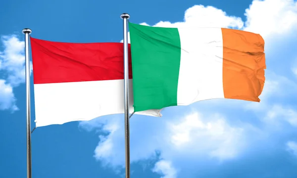 Monaco-Flagge mit irischer Flagge, 3D-Darstellung — Stockfoto