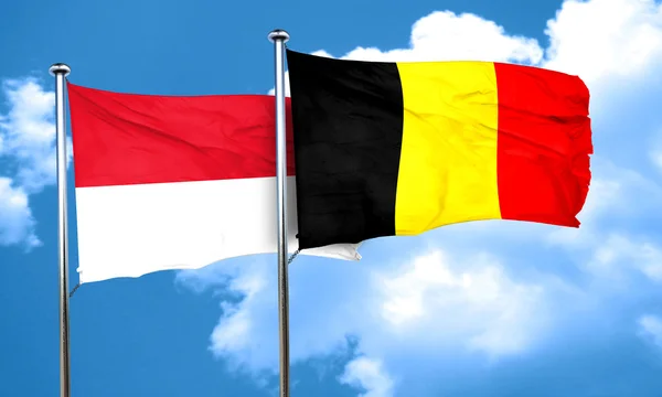 Monaco flag with Belgium flag, 3D rendering — Stock Photo, Image