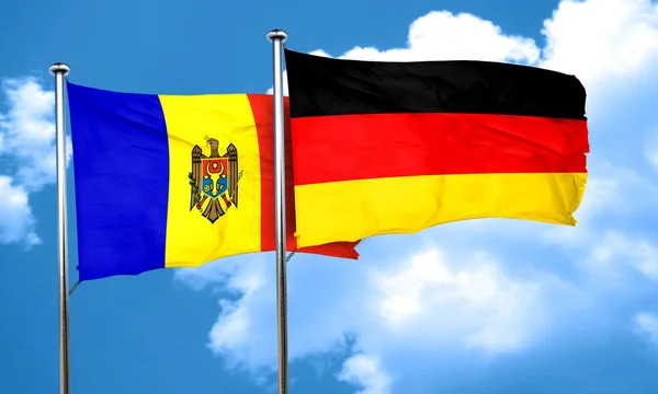 Moldawische Flagge mit Deutschland-Fahne, 3D-Darstellung — Stockfoto