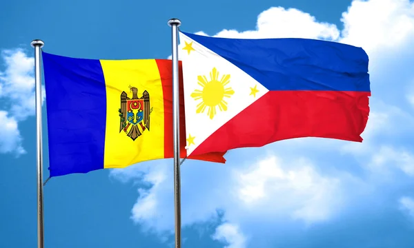 Drapeau Moldavie avec drapeau Philippines, rendu 3D — Photo