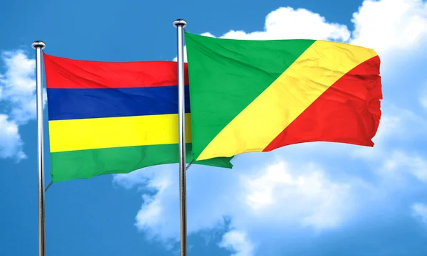 Bandera de Mauricio con bandera del Congo, representación 3D —  Fotos de Stock