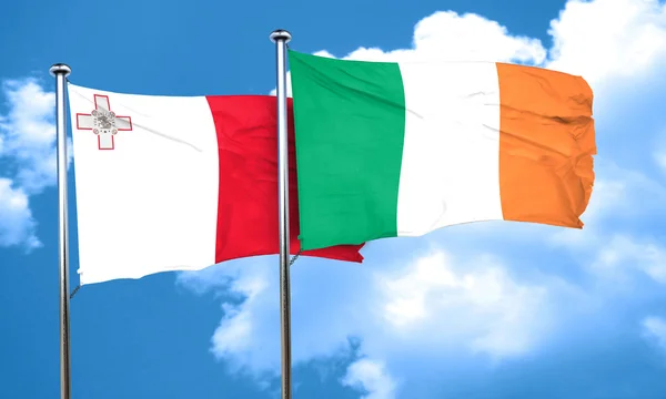 Malta flagge mit irland flagge, 3d rendering — Stockfoto