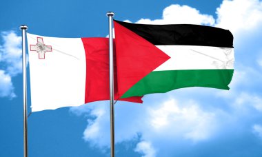 Palestine bayrak, 3d render ile Malta bayrağı